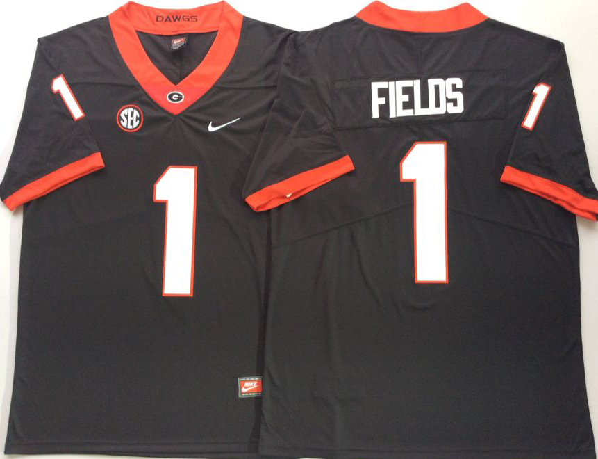 Men's Georgia Bulldogs Justin Fields #1 Black Jersey